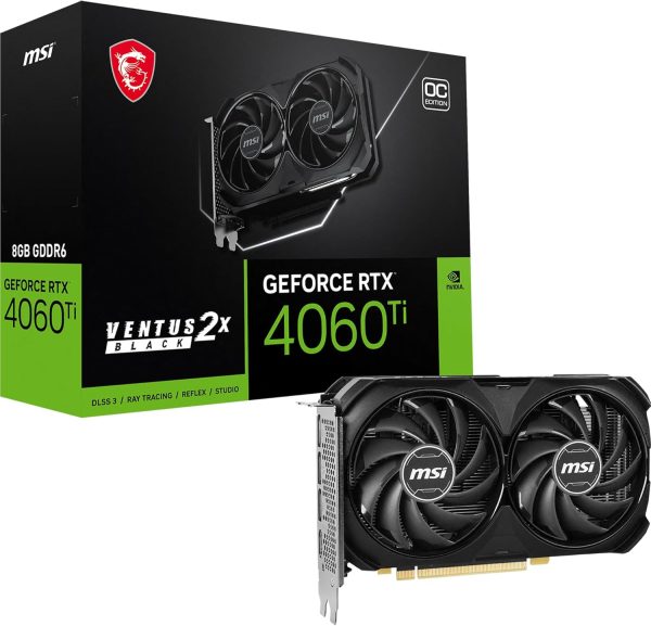 MSI GeForce® RTX 4060 TI 8GB Ventus 2X BLACK E1 OC Graphic Card V512-001R